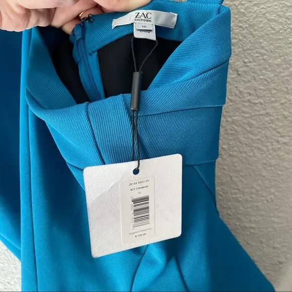 NWT ZAC Zac Posen Blue Cerulean Peplum Dress - Picture 8 of 9